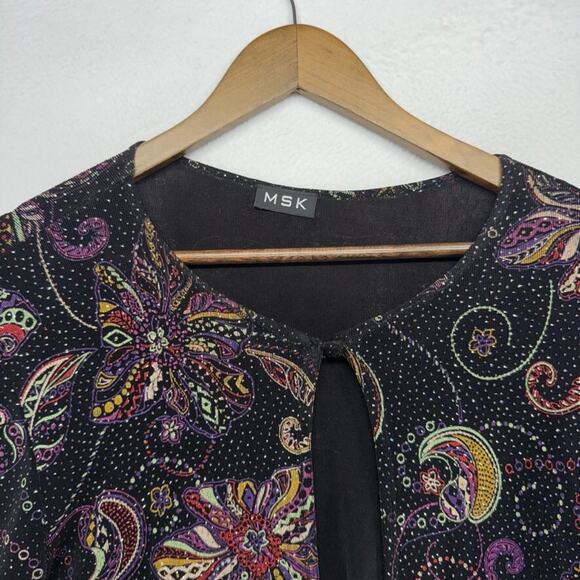 Vintage MSK Top Women's Medium Black Studded Whimsigoth Tassle Open Front y2k - Picture 2 of 10